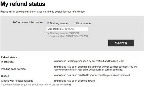 Informasi status refund yang bisa dilihat di halaman Manage my booking